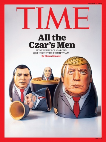 "Все люди Царя". Трампа и Путина сложили в одну матрешку на обложке нового номера журнала Time
