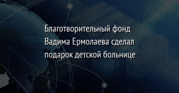 Благотворительный фонд Вадима Ермолаева сделал подарок детской больнице