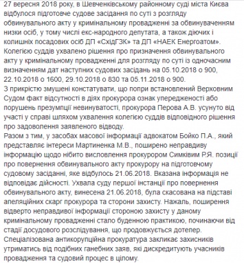 Дело экс-нардепа Мартыненко. Суд назначил пять заседаний рассмотрения дела по существу