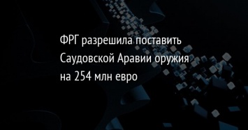 ФРГ разрешила поставить Саудовской Аравии оружия на 254 млн евро