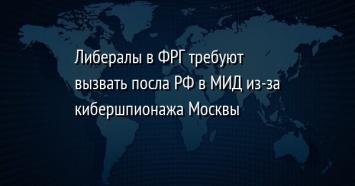 Либералы в ФРГ требуют вызвать посла РФ в МИД из-за кибершпионажа Москвы