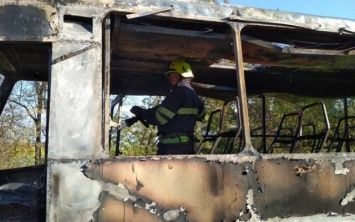 На запорожской трассе сгорел рейсовый автобус (ФОТО)