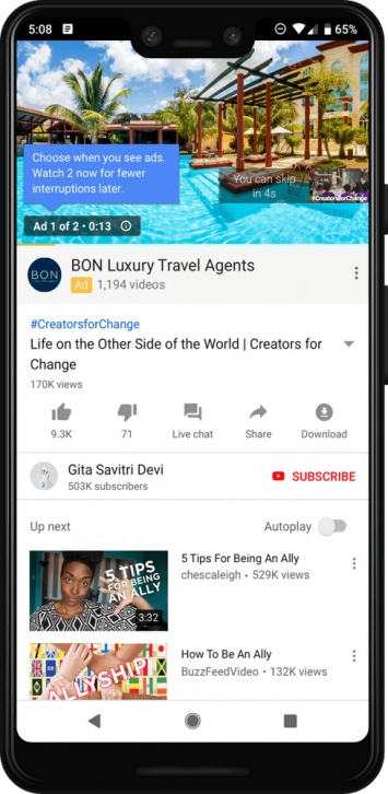 YouTube начнет показывать сразу два рекламных ролика в одном блоке