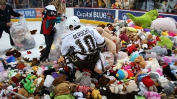 В США во время хоккейного матча фаны выбросили на лед почти 35 тыс. мягких игрушек
